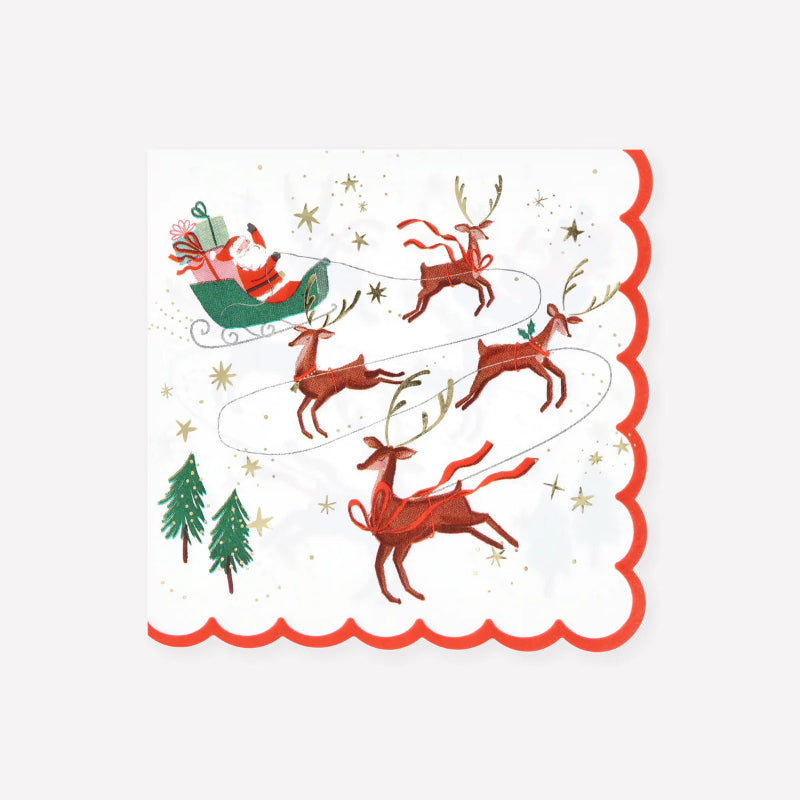 Servilletas de Navidad Santa, Trineo y Renos / 16 uds.