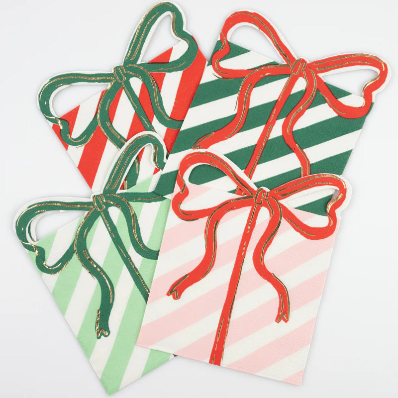 Servilletas mix Regalo de Navidad con lazo / 16 uds.