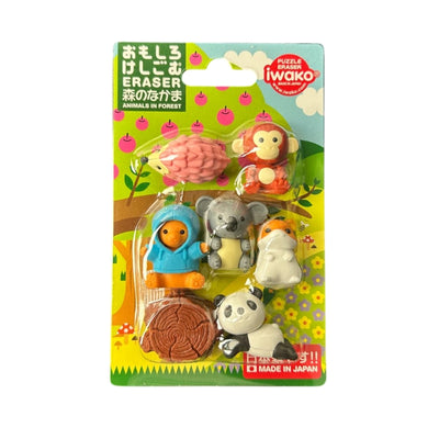 Conjunto de borrachas para animais da floresta IWAKO