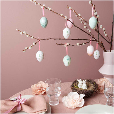 Easter decorated eggs golden flowers / 6 pcs.