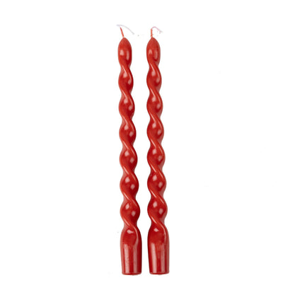 Red twisted candle set / 2 pcs.