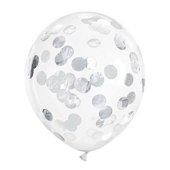 Balloons with silver confetti/ 6 pcs.