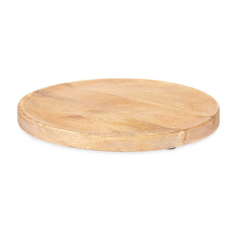 Rustic round wooden appetizer table