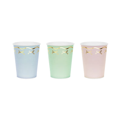 Pastel mix glasses with gold bow / 6 pcs.