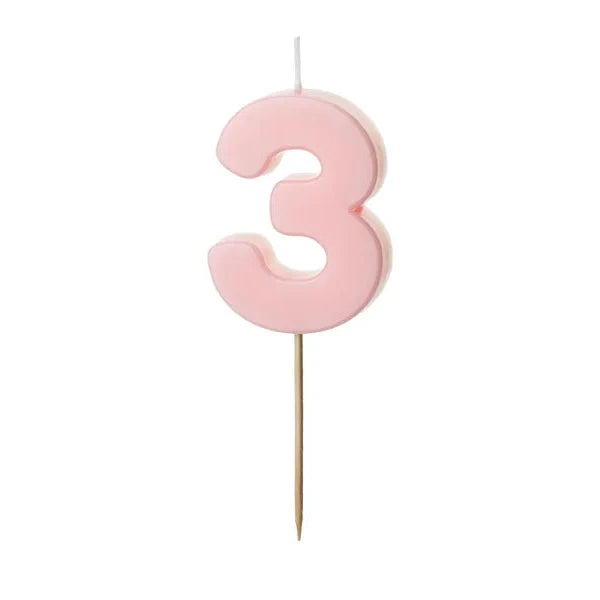 Basic pastel pink number candles