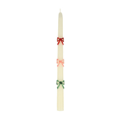 Long colorful bows candle set