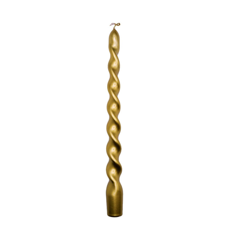 Set of golden twisted candles / 2 pcs.