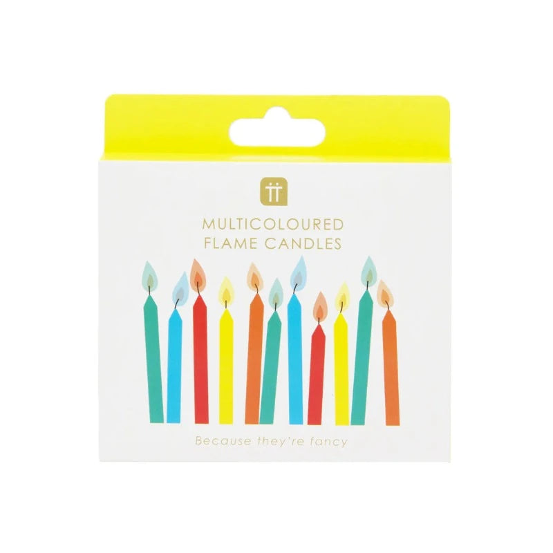 Multicolor mix candles with colored flame / 12 pcs.