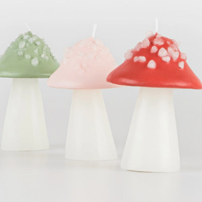 Conjunto de velas em formato de cogumelo pastel / 3 unid.