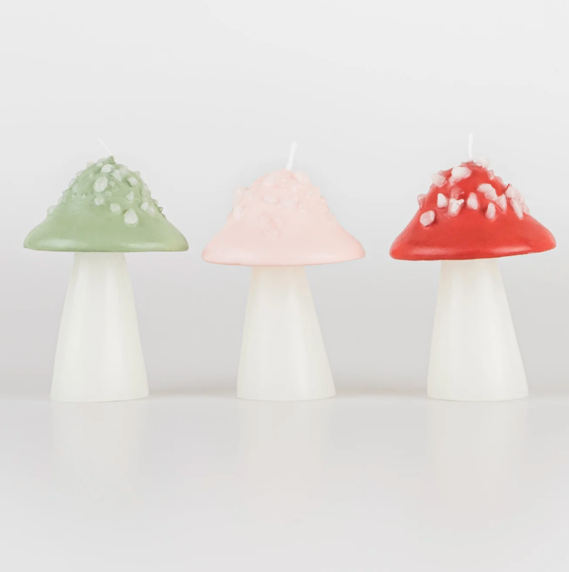 Mushroom candle trio set