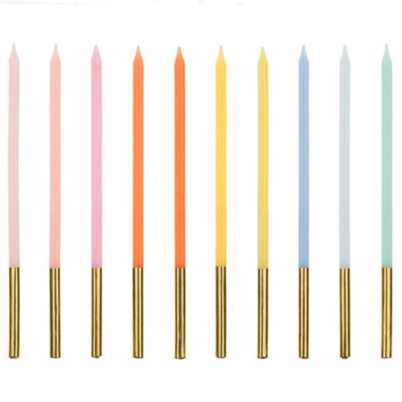 Long basic silver candles / 12 u.