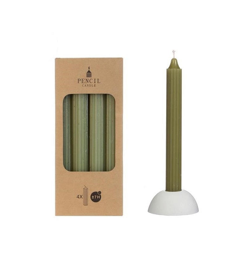 Striped candles for olive green candelabra