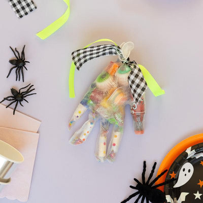 Mano golosinas Halloween Vichy Neon