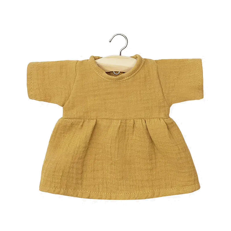 Vestido de algodão mostarda para boneca Minikane Gordis