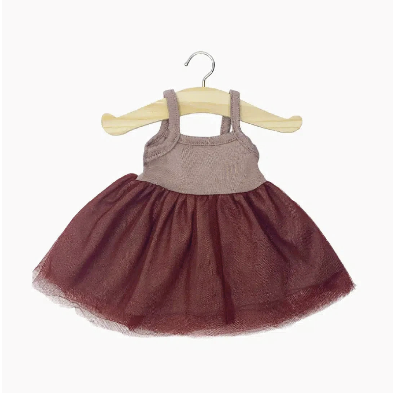 Vestido tutú y Lino burdeos para muñeca Minikane Gordis