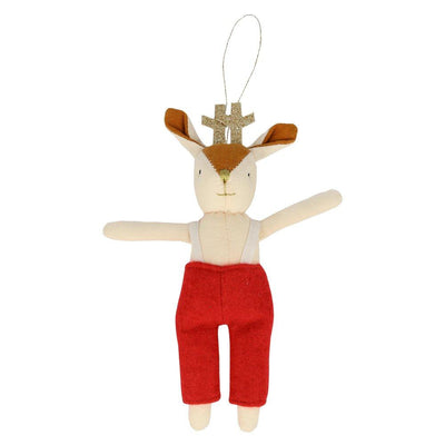 red costume reindeer christmas ornament