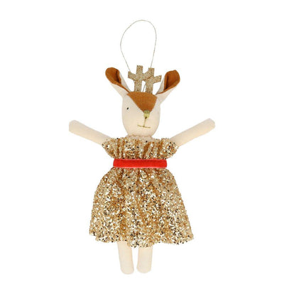 Reindeer Christmas ornament with glittery dress