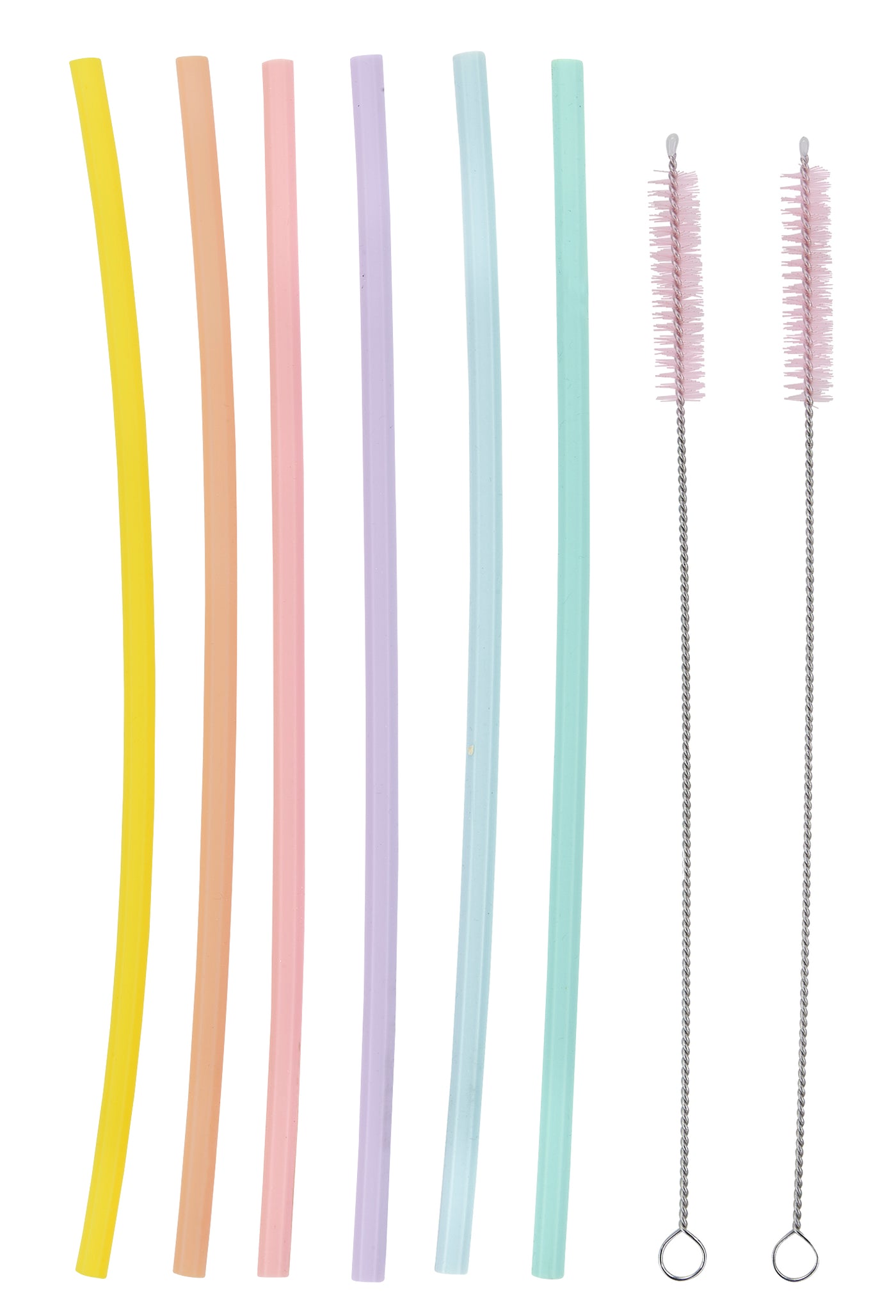 Silicone straws pastel colors / 6 pcs.