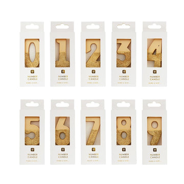 Velas número dorado glitter