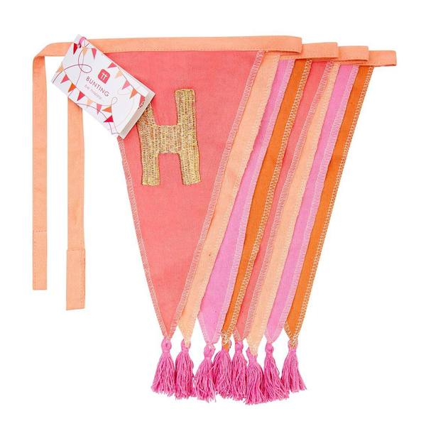 Grinalda bandeirolas de tecido mix rosa HAPPY BIRTHDAY