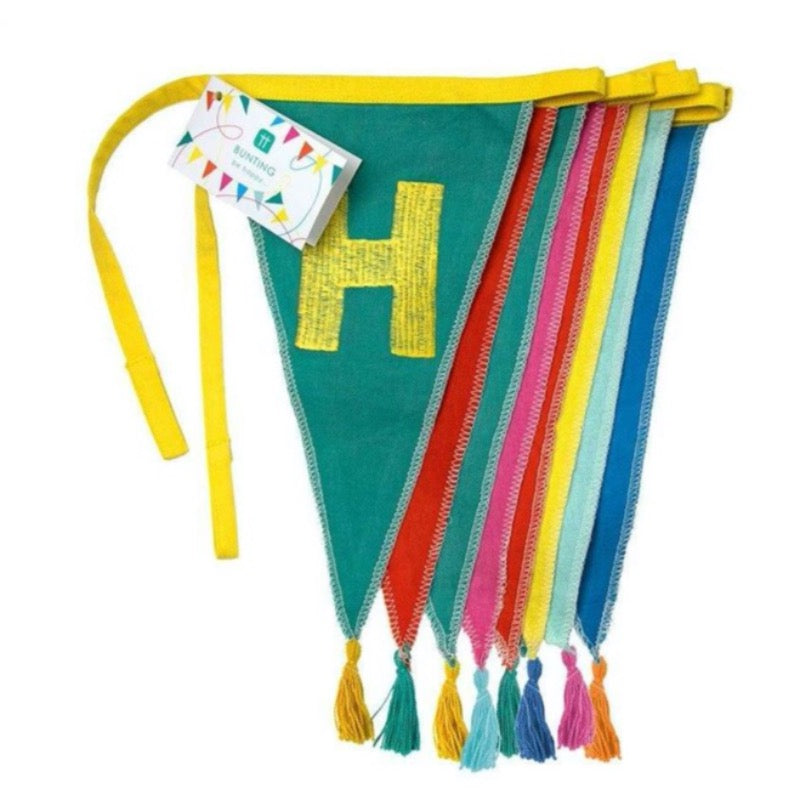 Mix multicolor fabric pennant garland HBDAY