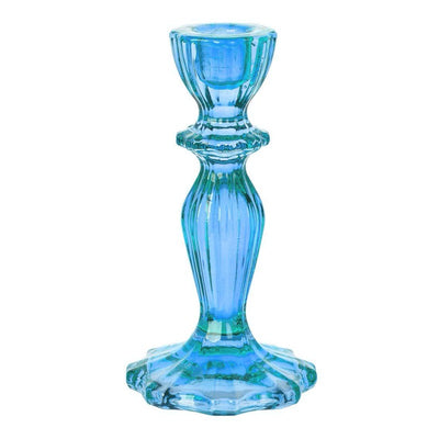 Candelabro cristal labrado azul