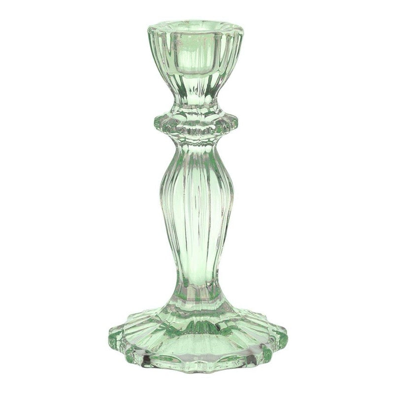 candelabro de cristal verde esculpido