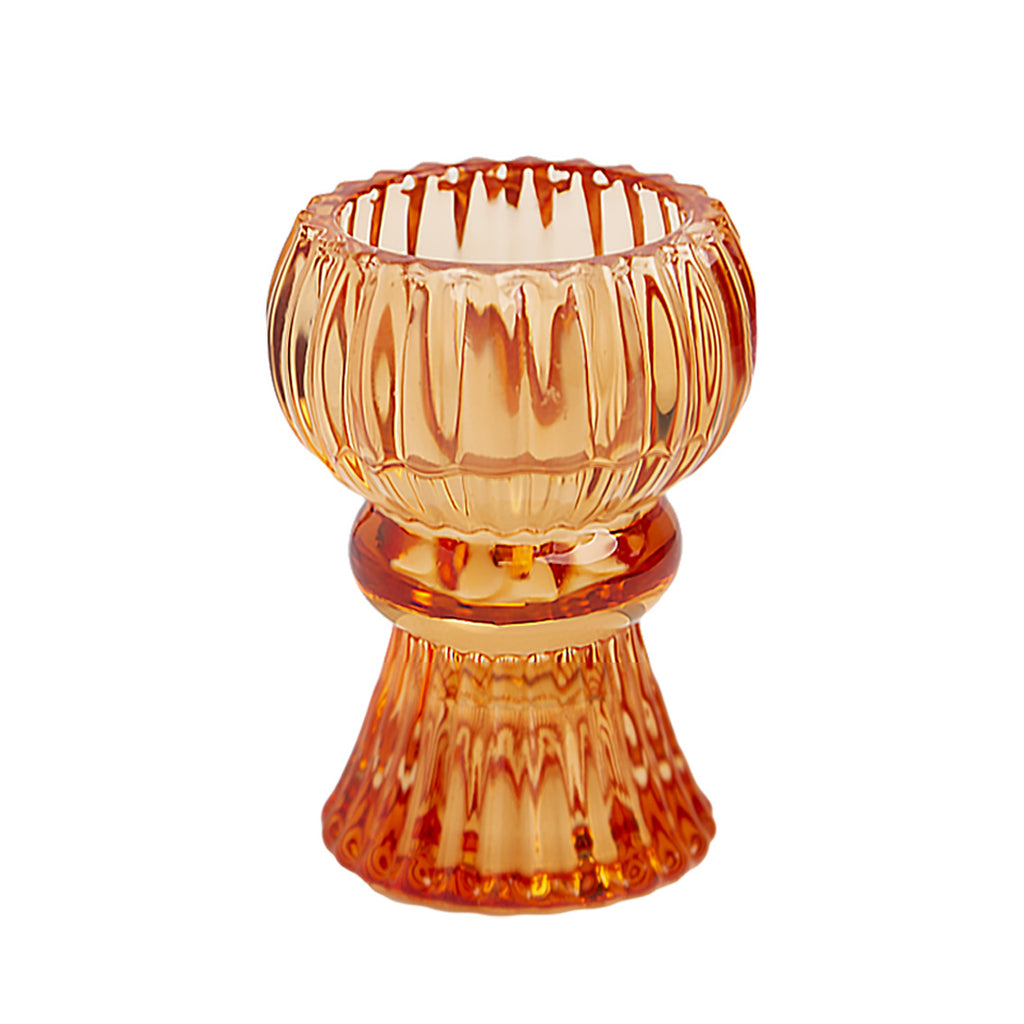 orange glass candle holder