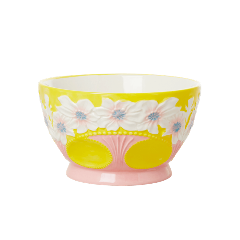 Bowl cerámica amarillo con flores