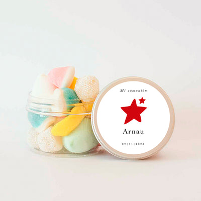 Personalized jar red star / 6 units.