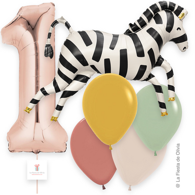 Zebra balloon bouquet inflated with helium