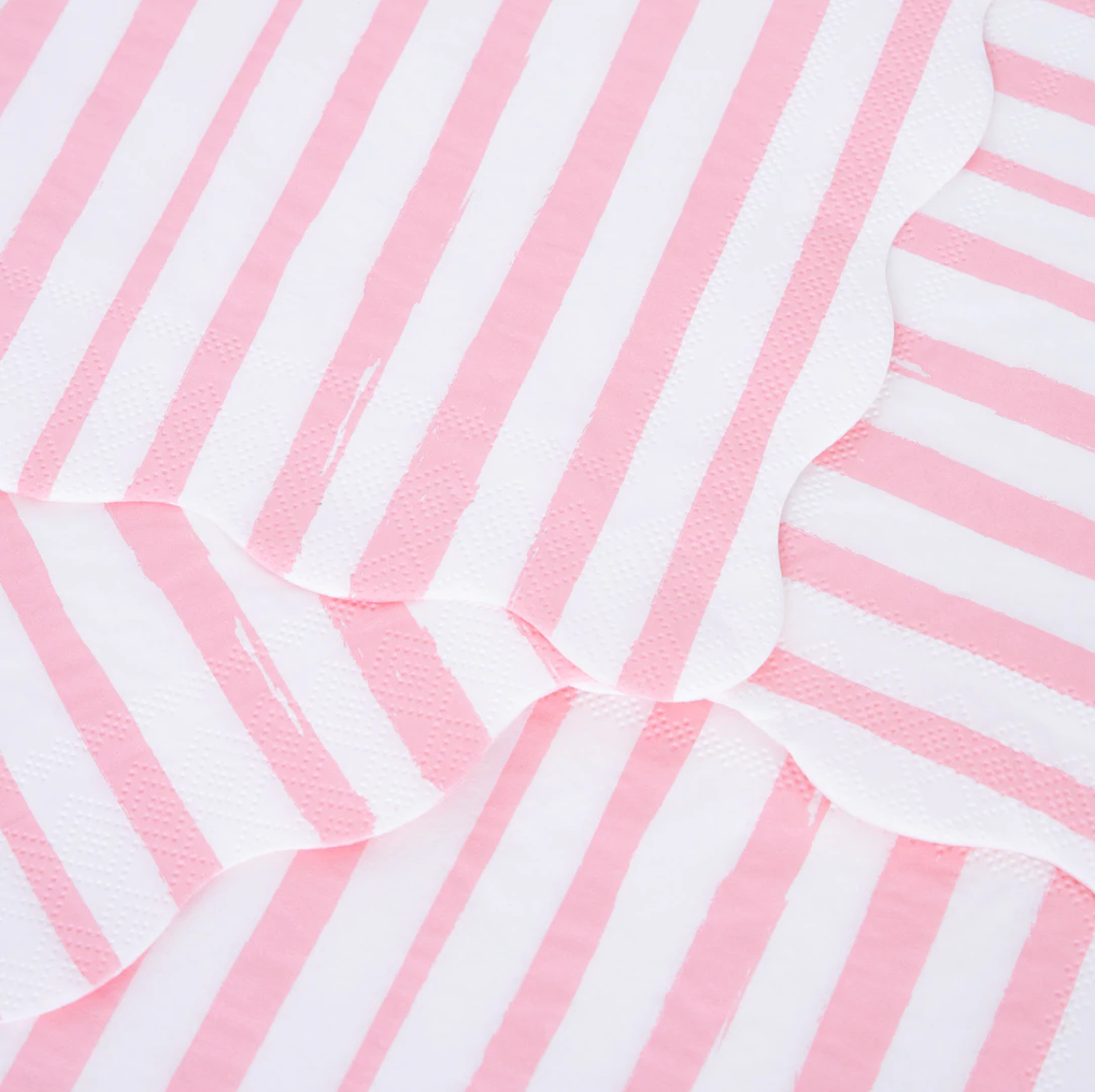 Pink striped napkin / 16 pcs.