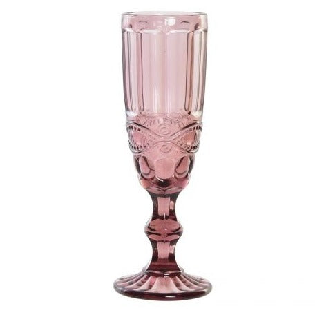 Copa de cristal labrada rosa