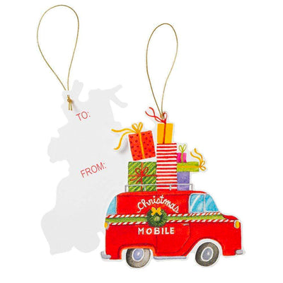 Etiqueta furgoneta con regalos de Navidad / 4 uds.