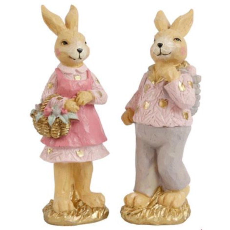 Decorative figure bunnies and flowers