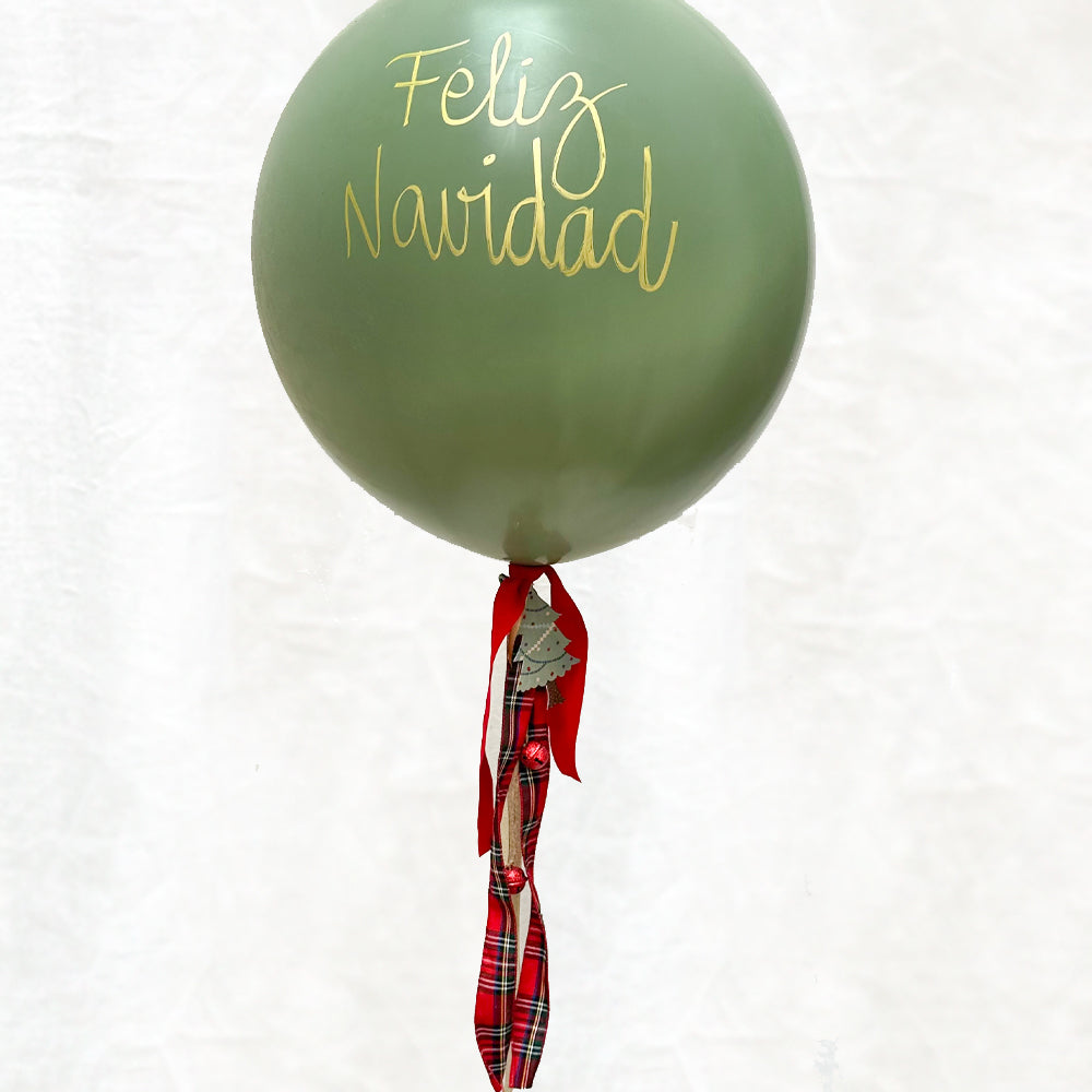 XL balloon Christmas tartan and Lettering inflated with Helium