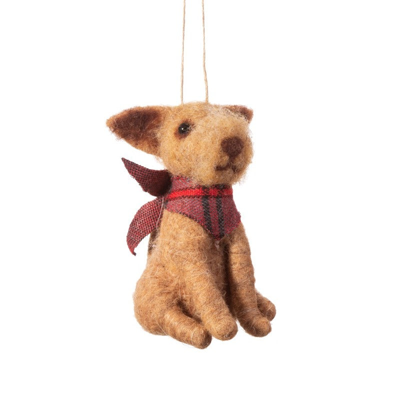 Christmas ornament dog with scarf