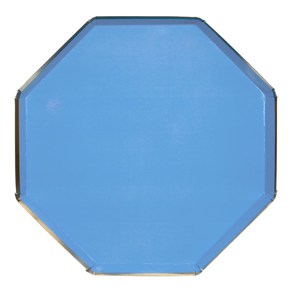 Plato octogonal azul / 8 uds.