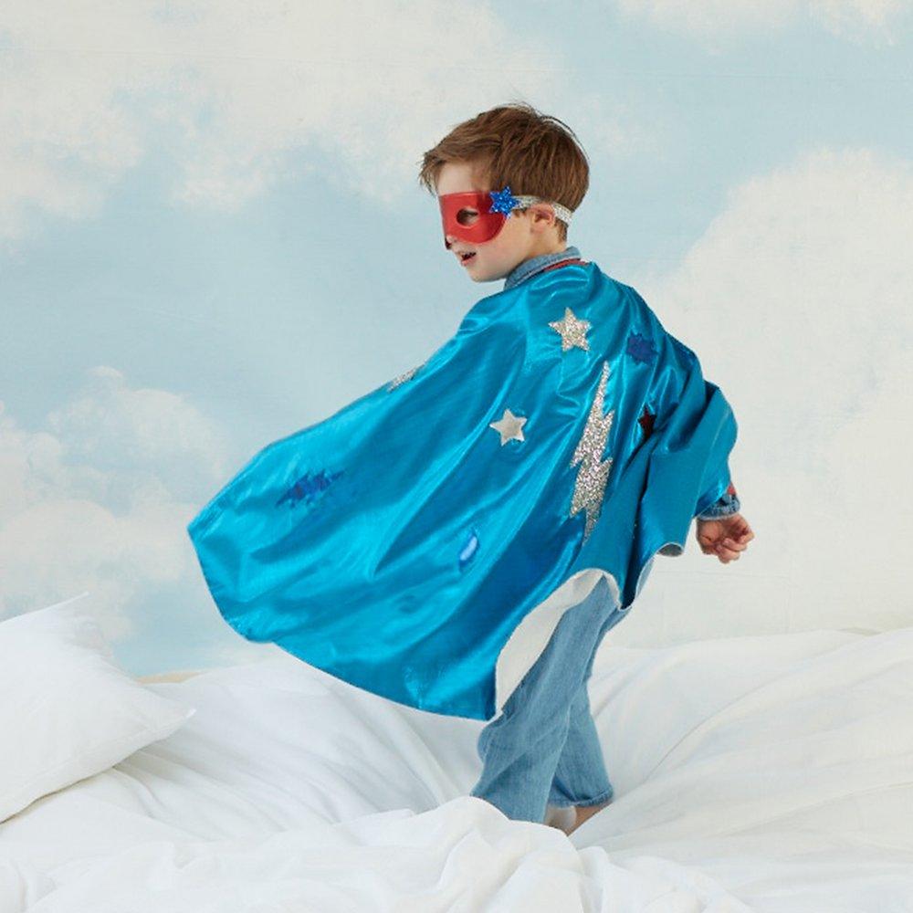 Disfraz capa superhéroe azul