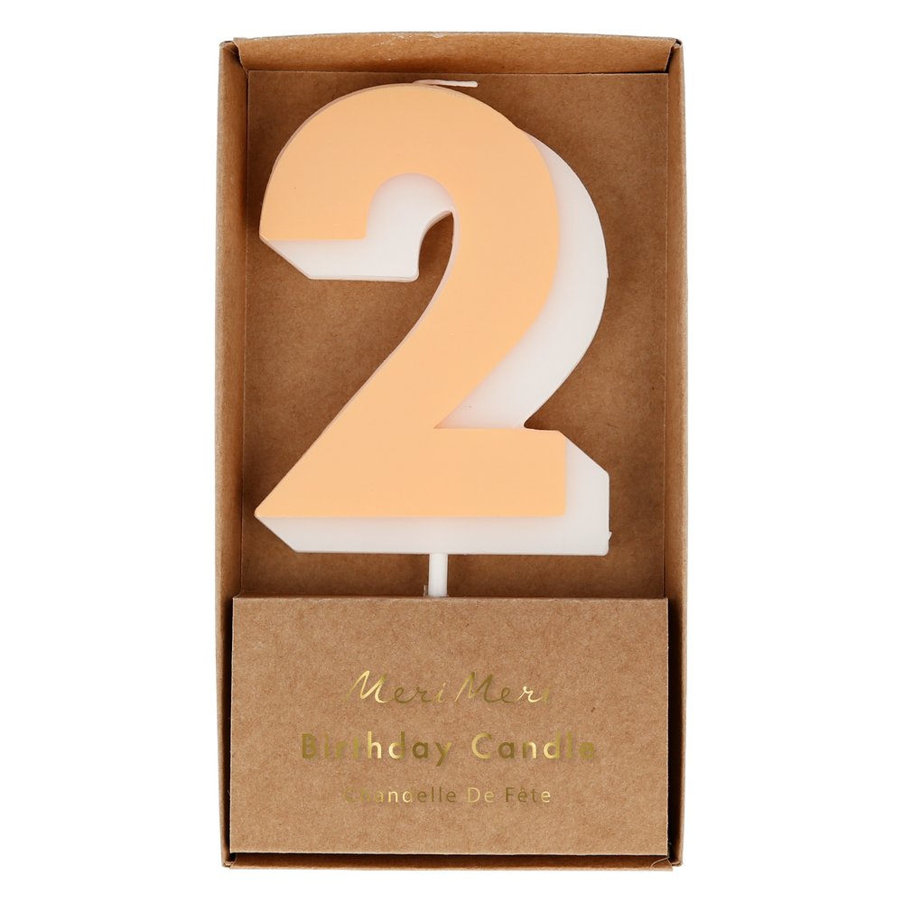 Vela Numérica Meri Meri Número 2 – Ideal Para Decorar Tartas De Cumpleaños O Aniversarios