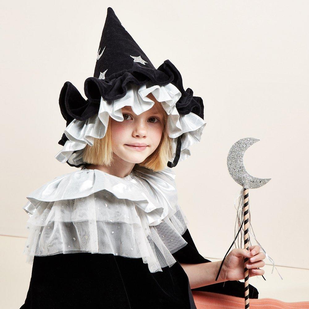 Black and silver velvet witch hat