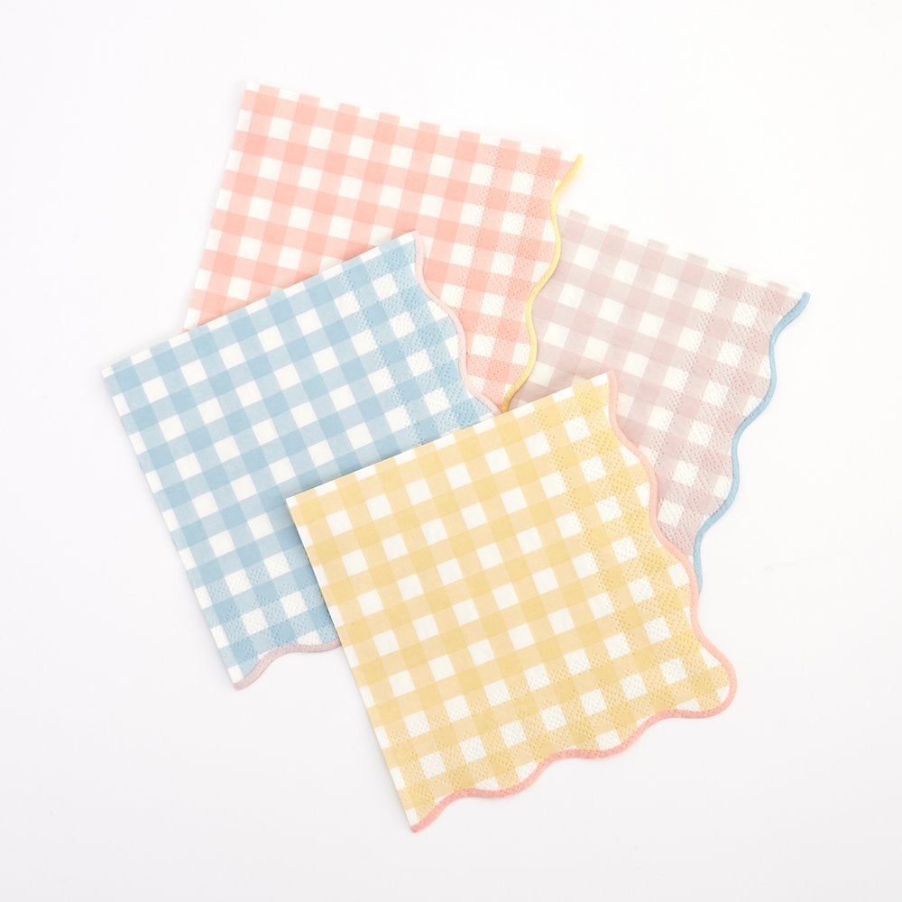 Gingham napkin in pastel colors small / 20 units.