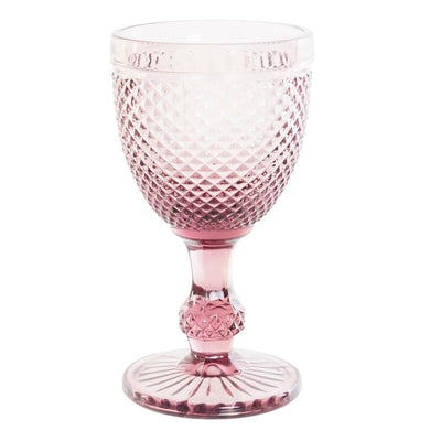 copo de vidro esculpido rosa