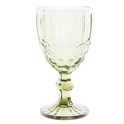 Green carved glass cup