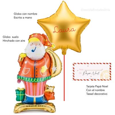Set deco Papá Noel y estrella hinchados con helio <br> (solo Barcelona y Madrid)