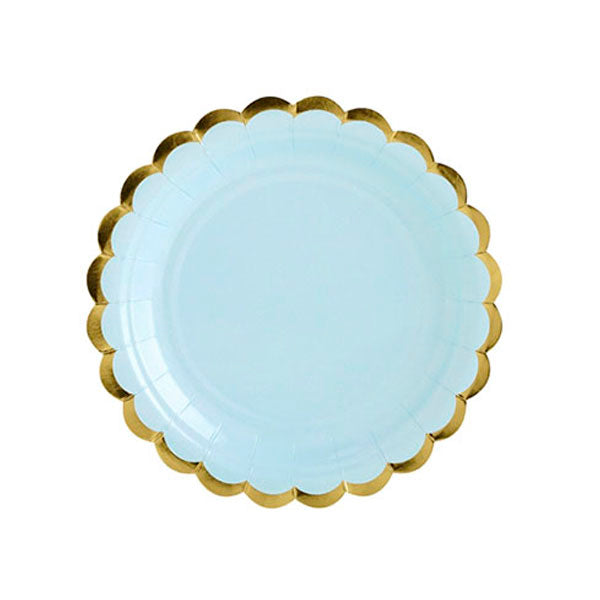 Golden bright light blue plate / 6 pcs.