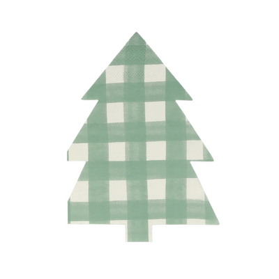 Green Gingham Christmas tree napkin / 16 units.