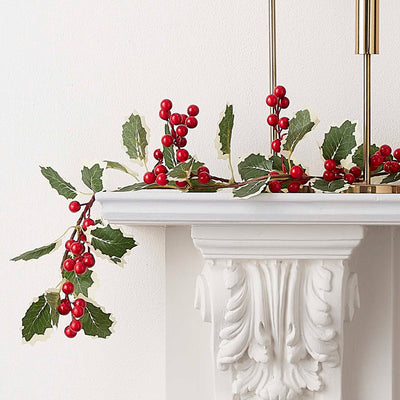 Artificial holly and berry garland