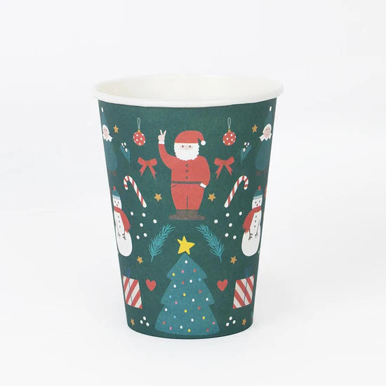 Printed cup with Christmas motifs / 8 units.