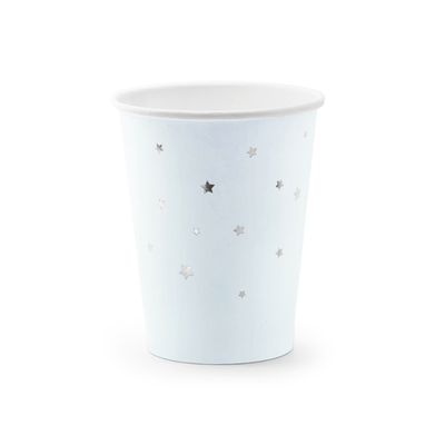 Light blue glasses with silver stars / 6 pcs.